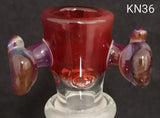 Knock Out (Kirill) Glass - 18mm Multi Colored Bowl w/ Built In Screen (3 Hole) - Colors Available