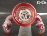 Knock Out (Kirill) Glass - 18mm Multi Colored Bowl w/ Built In Screen (3 Hole) - Colors Available