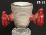 Knock Out (Kirill) Glass - 18mm Multi Colored Bowl w/ Built In Screen (3 Hole) - Colors Available