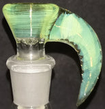 Lysergic Glass - 14mm CFL Horn Bowl (4 Hole) - Peach/Green