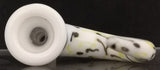 Lysergic Glass - 14mm Worked Up Horn Bowl (1 Hole) - Black & Yellow on White