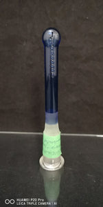 Mini Monster - 3 3/4” 18mm to 14mm Sandblasted Colored Mega Grid Closed End Downstem - Light Cobalt Blue - $180