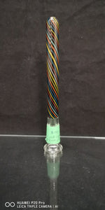 Mini Monster - 5" 18mm to 14mm Worked Pill w/ Extra Grid Open End Downstem - Rainbow