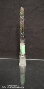 Mini Monster - 4¼" 18mm to 18mm Sandblasted Worked Pill w/ Extra Grid Open End Downstem - Rainbow