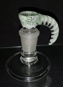 Lysergic Glass - 18mm Line Worked Horn Bowl (4 Hole) - Green & White