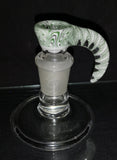 Lysergic Glass - Set 3 1/2" 18mm to 18mm 360 Grid Line Worked Downstem & 18mm Line Worked Horn Bowl (4 Hole) - Green & White