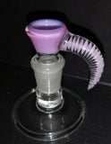 Lysergic Glass - Set 3 1/4" 18mm to 18mm 360 Grid Colored Downstem & 18mm Colored Horn Bowl (4 Hole) - Pink