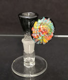 Mack Ziller Glass - Set 14mm Bowl w/ Multi Colored Spiral Millie (1 Hole) & Multi Colored Pendant & Dabber/Poker - $100
