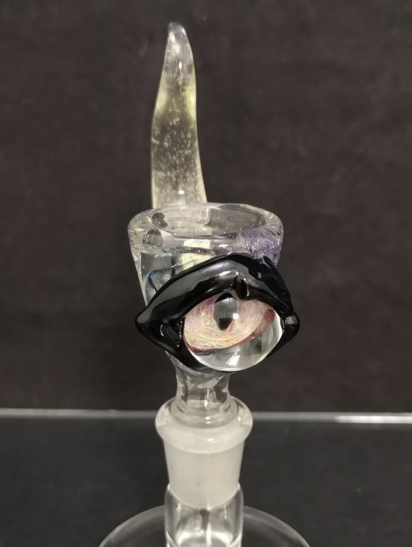 Mack Ziller Glass - 14mm Eyeball Bowl w/ UV Up Horn (1 Hole) - Blue V - $60