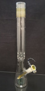 KOBB Glass - 19.5" Worked Beaker Bong w/ Matching Stem & Bowl w/ Millie (1 Hole) - Terps/Glopal CFL/UV w/ Crushed Opal Base - $600