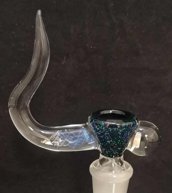 KOBB Glass - 18mm Horn Bowl w/ Opal Chunk (1 Hole) - Crushed Opal - &130