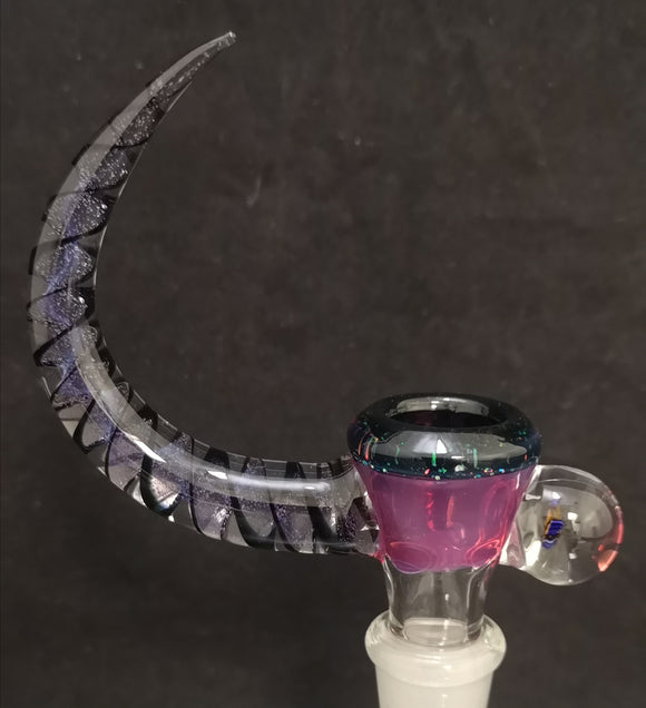 KOBB Glass - 14mm Horn Bowl w/ Butterfly Millie (4 Hole) - Purple - $130