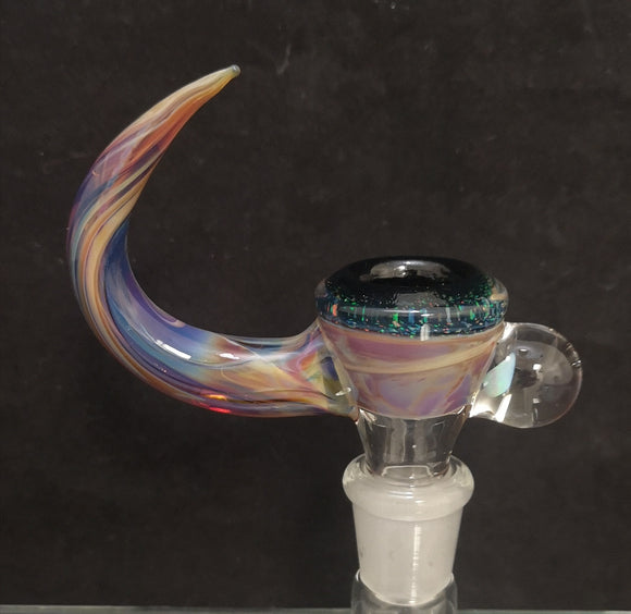 OBB Glass - 14mm Horn Bowl w/ Opal Chunk (4 Hole) - Amber Purple - $130