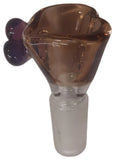Benwa Glass - 14mm Colored Bowl w/ Designed Handle (1 Hole) - Colors & Handle Designs Available