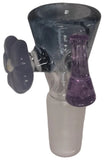 Benwa Glass - 14mm Colored Bowl w/ Designed Handle (1 Hole) - Transparent Blue/CFL Bong + Flower