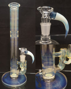 Apix Design - 16" Stemline Bong w/ Opal & Matching Bowl (3 Hole)- Blue & Light Blue - $750
