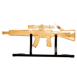 24" Glass M16 Assault Riffle Bong w/ Wood Stand - Fumed