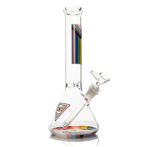 Red Eye Glass - 12" All Inclusive Beaker Bong - Rainbow Flag