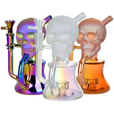 6.5" 14mm Electroplated Skull Recycler Rig - Brown