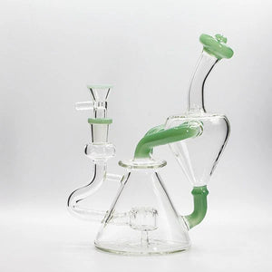 Soul Glass - 8" Recycler rig w/ Matching Bowl & Banger Included - Green