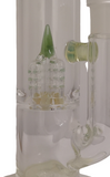 Benwa Glass - 16.5" Accented Fumed Inverted 4 Bong w/ Matching Bowl (4 Hole) - Green