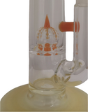 Benwa Glass - 15.5" Accented Fumed Imperial Perc Bong w/ Matching Bowl (4 Hole) - Orange