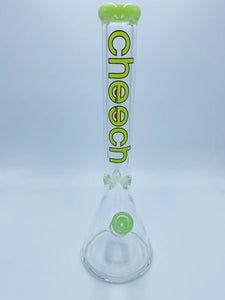 Cheech Glass - 18" Beaker Bong - Green Mouth Piece & Ice Pinches