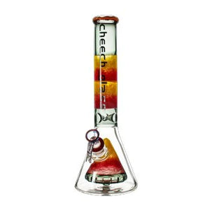 Cheech Glass - 15" Beaker In Beaker Bong - Fritted Red & Yellow