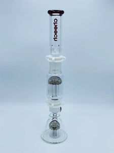 Cheech Glass - 23" 3 pcs Build-a-Bong Set w/ Tree Perc's - Transparent Black - $280