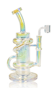 Red Eye Glass - 9.5" Glitch Klein Recycler Rig - Rainbow Metallic