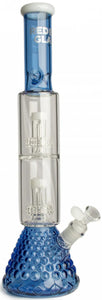 Red Eye Glass - 18" Heracles Beaker Bong w/ Textured Base & Dual Matrix Percs - Sapphire Blue