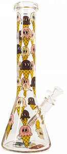 Red Eye Glass - 8.5" Ice Cream Decal Beaker Bong - Clear
