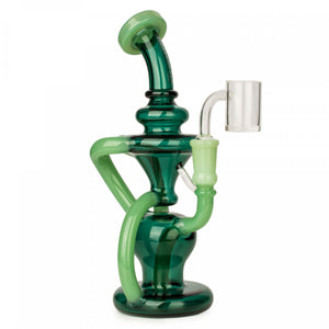 Red Eye Glass - 9.5" Perseus Dual Uptake Recycler - Teal & Mint Green