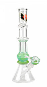 Red Eye Glass - 14" Sparkle Liquid Beaker Bong w/ Twist Ice Catcher - Green