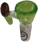 Benwa Glass - 14mm Colored Bowl w/ Designed Handle (1 Hole) - Colors & Handle Designs Available