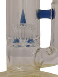 Benwa Glass - 16" Accented Fumed Crown Perc Bong w/ Matching Bowl (4 Hole) - Blue