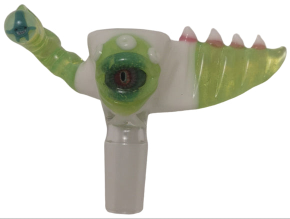 Kahuna Glass - 14mm Scalien Eater Bowl (1 Hole) - Green