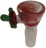 Benwa Glass - 14mm Colored Bowl w/ Designed Handle (1 Hole) - Colors & Handle Designs Available