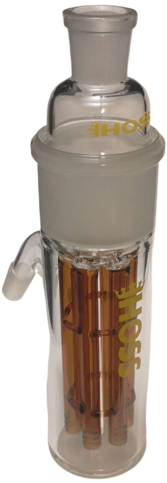 Hoss Glass - 14mm Ash Catcher w/ Removable 6 Arm 45mm to 18mm Downstem - Amber