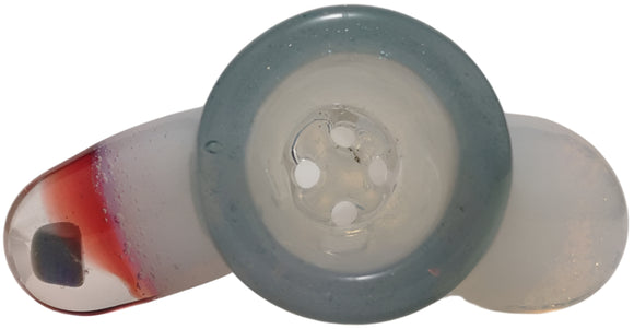 Terry Boake Glass - 18mm Colored Bowl w/ Opal Chunk - White