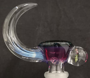 KOBB Glass - 18mm Worked Up Horn Bowl w/ Piranha Plant Millie (4 Hole) - Crushed Opal/Gold Purple