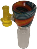 Benwa Glass - 14mm Colored Bowl w/ Designed Handle (1 Hole) - Colors & Handle Designs Available