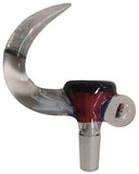 KOBB Glass - 14mm Worked Crushed Opal Up Horn Bowl w/ Mario Millie (1 Hole) - Pomegranate Over Star White