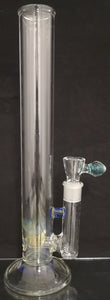 Terry Boake Glass - 14½" Fumed Stemline Bong w/ Spiral Nub Bowl (1 Hole) - Blue