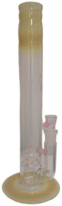Benwa Glass - 15" Accented Fumed Imperial Perc Bong w/ Matching Bowl (4 Hole) - Pink