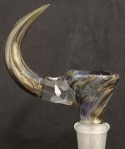 KOBB Glass - 14mm Fully Worked Up Horn Bowl w/ Opal (1 Hole) - Electrum/Amber Purple