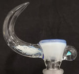 KOBB Glass - 18mm Worked Up Horn Bowl w/ Opal Chunk Marble (4 Hole) - Icy White Satin