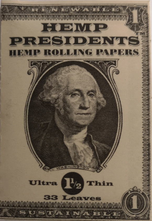 Hemp President 1½ Rolling Papers 33 Per Pack