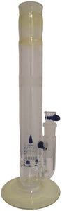 Benwa Glass - 15.5" Accented Fumed 180° Grid Cap Bong w/ Matching Bowl (4 Hole) - Blue