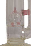 Benwa Glass - 15" CFL Accented Fumed Imperial Perc Bong w/ Matching Bowl (4 Hole) - CFL Pink